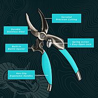 Toadfish Crab Leg Cracker Tool - Seafood Shell Cracking Tool - Stainless Steel Serrated Cutter - Ergonomic Non-Slip Grip