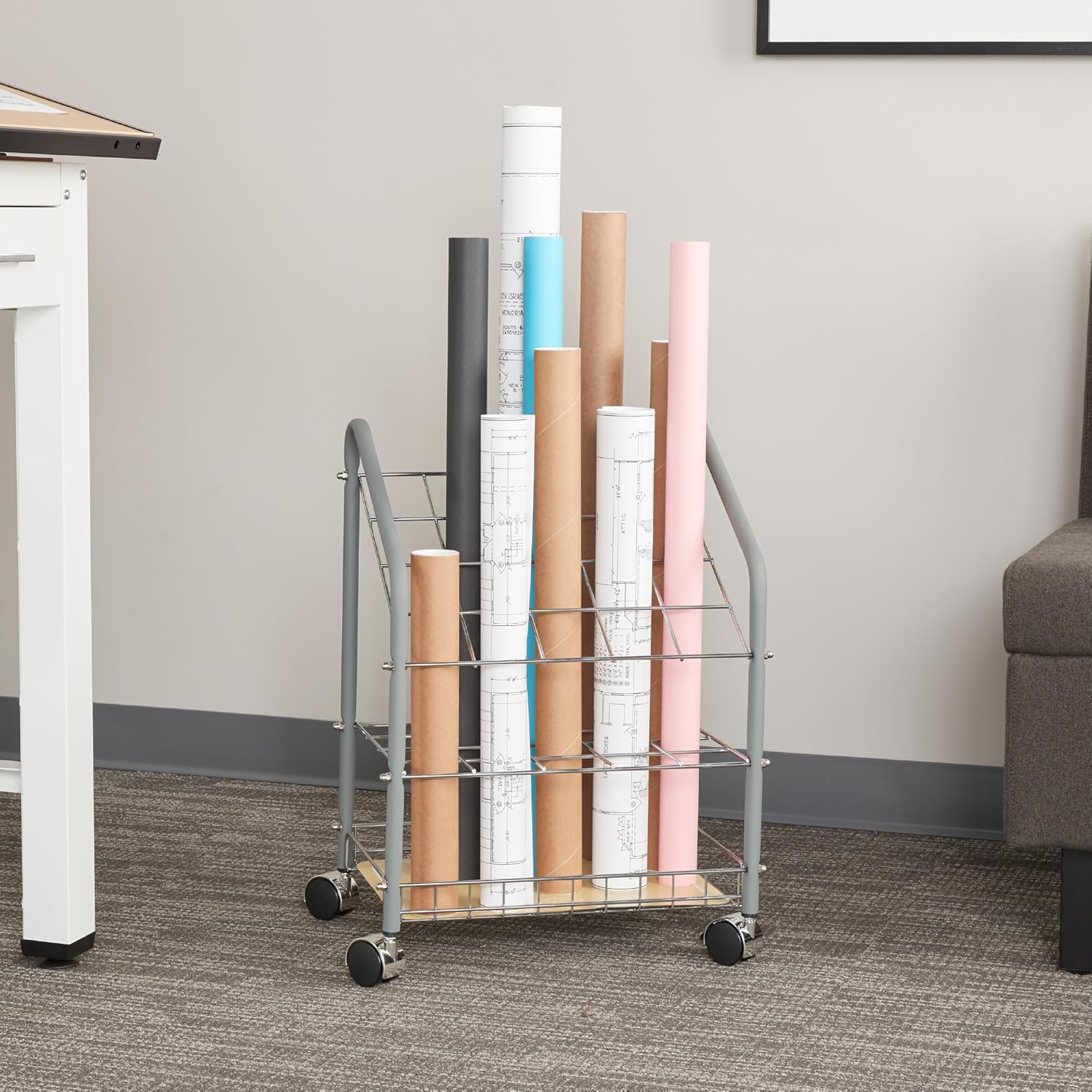 SAFCO Tubular Steel Wire Mobile Roll File Organizer