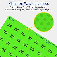 Avery Printable Round Labels, Sure Feed Technology, 3/4" Diameter, Neon Green, Print-to-the-Edge, Laser/Inkjet