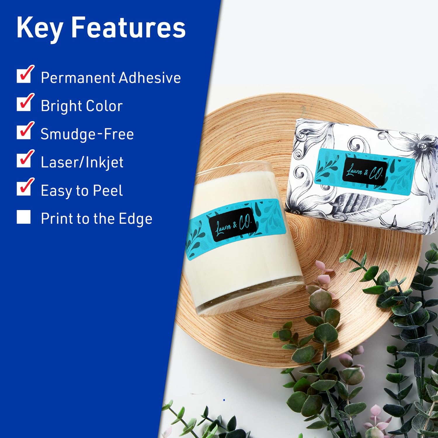 Avery Printable Rectangle Labels, Sure Feed Technology, 2/3" x 3-7/16", Bright Blue Labels, Laser/Inkjet Printable