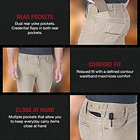 VERTX Defiance Men's Tactical Jeans, Relaxed Fit Stretch, 11 Pockets