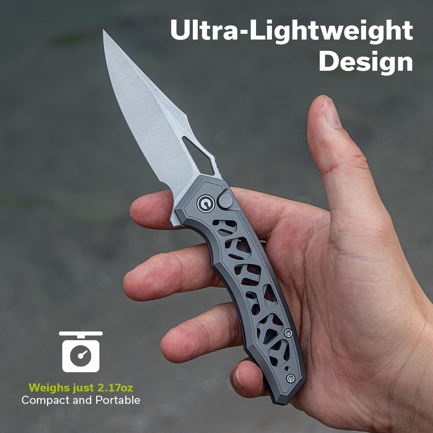 CIVIVI Anaaki Folding Pocket Knife 2.98\" Nitro-V Blade Aluminum Skeletonized Handle