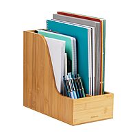 MIND READER Bamboo Desktop Organizer Office Storage