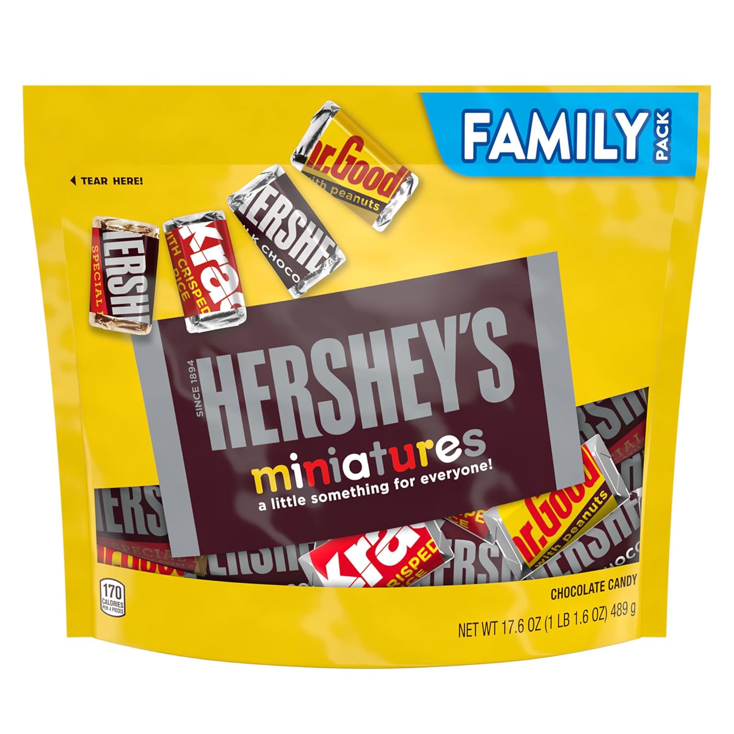 HERSHEY'S Miniatures Assorted Chocolate Candy Family Pack, 17.6 oz 17.6 Ounce (Pack of 1)