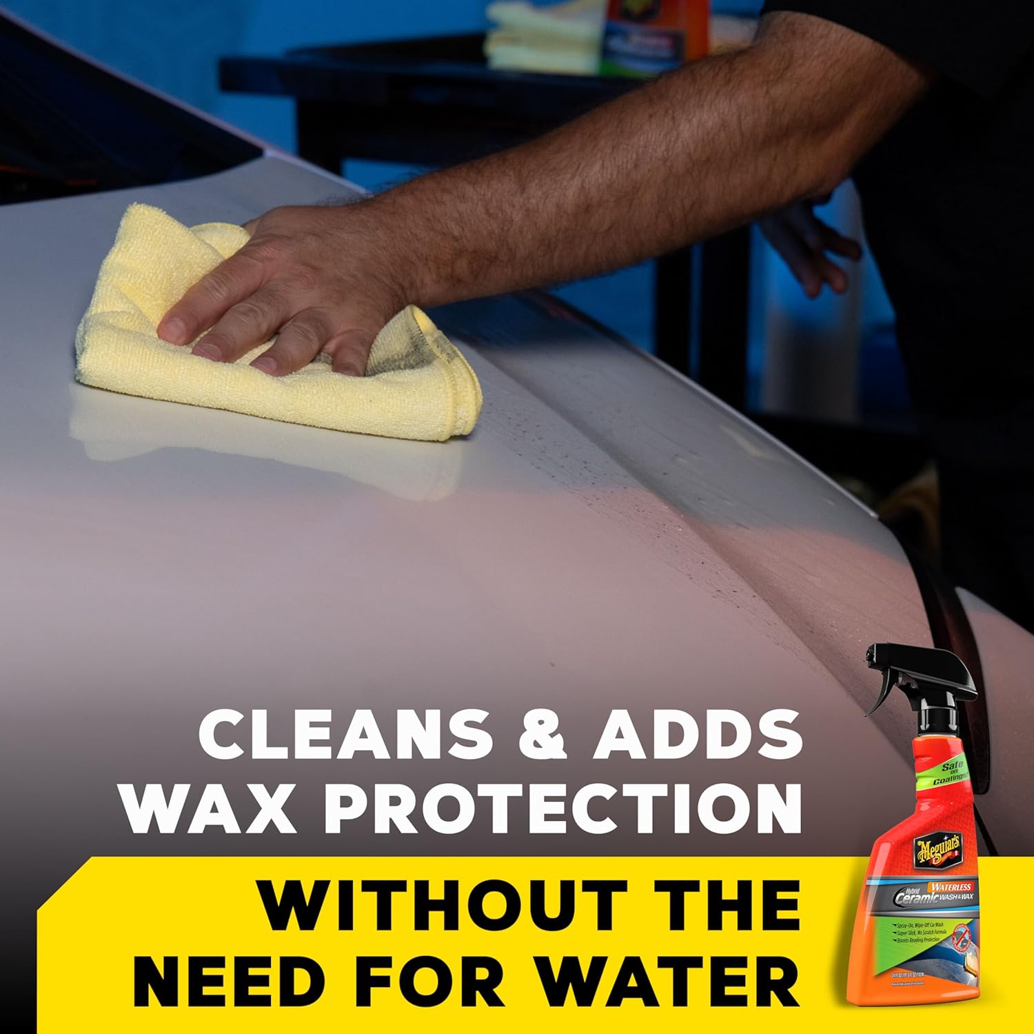 Meguiar’s Hybrid Ceramic Waterless Wash & Wax - Waterless Car Wash Spray with Ceramic Chemistry for a Slick