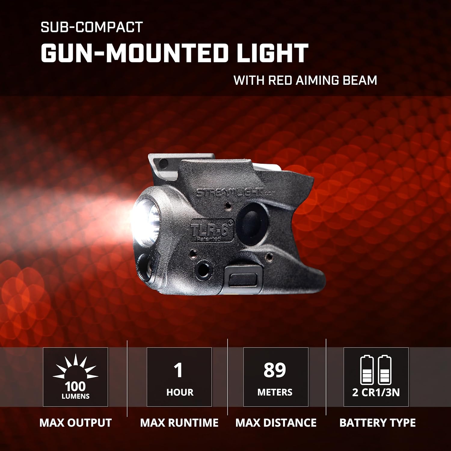 Streamlight 69273 TLR-6 100-Lumen Tactical Weapon Light with Integrated Red Aiming Laser Designed Exclusively and Solely