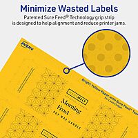 Avery Printable Rectangle Labels, Sure Feed Technology, 2" x 7", Bright Yellow Labels, Print-to-The-Edge