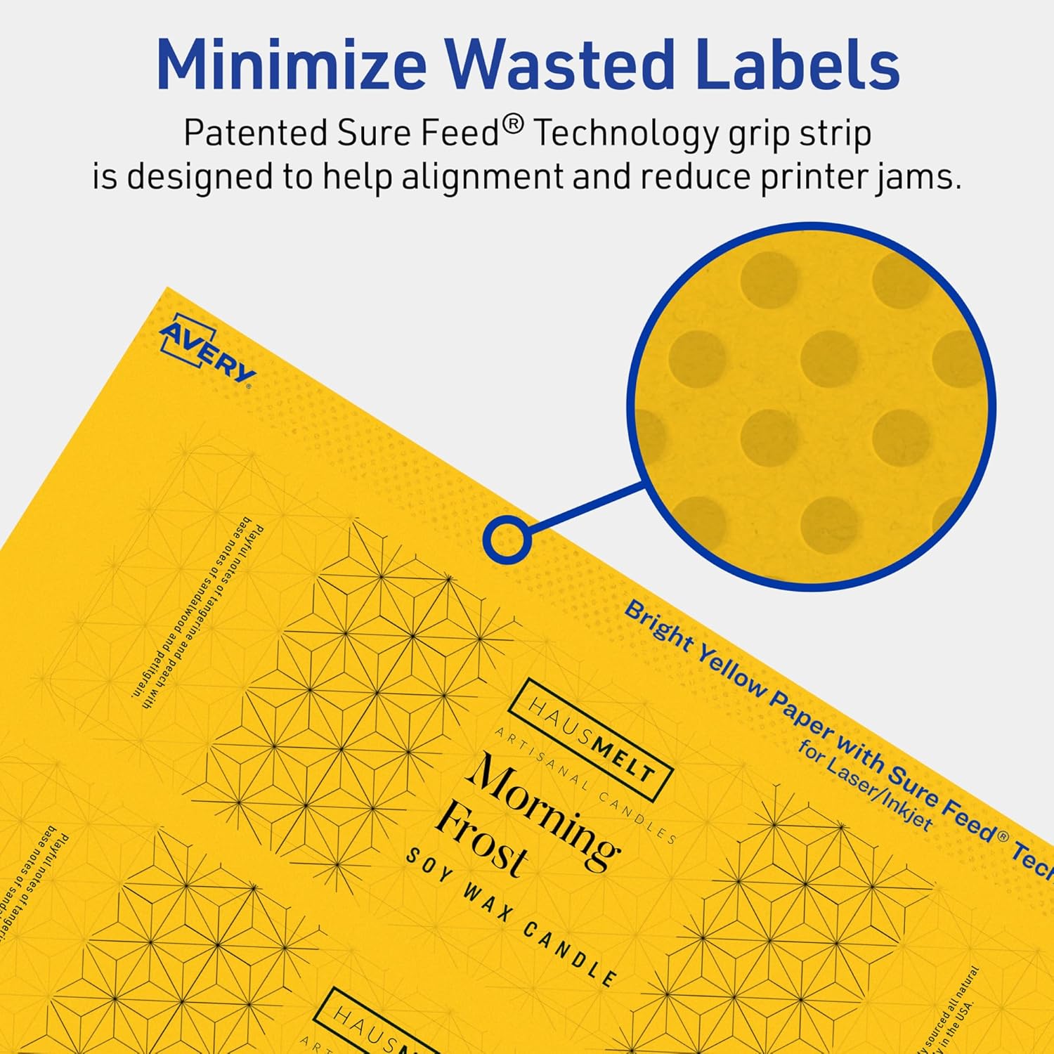 Avery Printable Rectangle Labels, Sure Feed Technology, 2" x 7", Bright Yellow Labels, Print-to-The-Edge