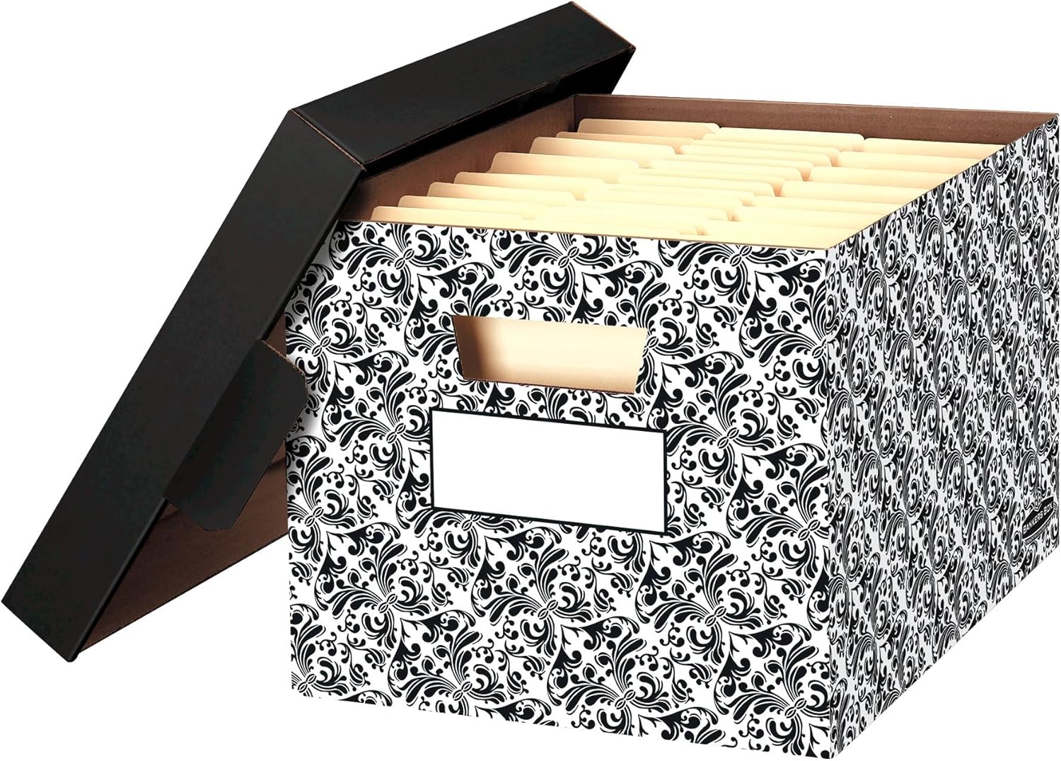 Bankers Box Decorative Brocade Storage Boxes with Lids, 4-Pack (0022705)