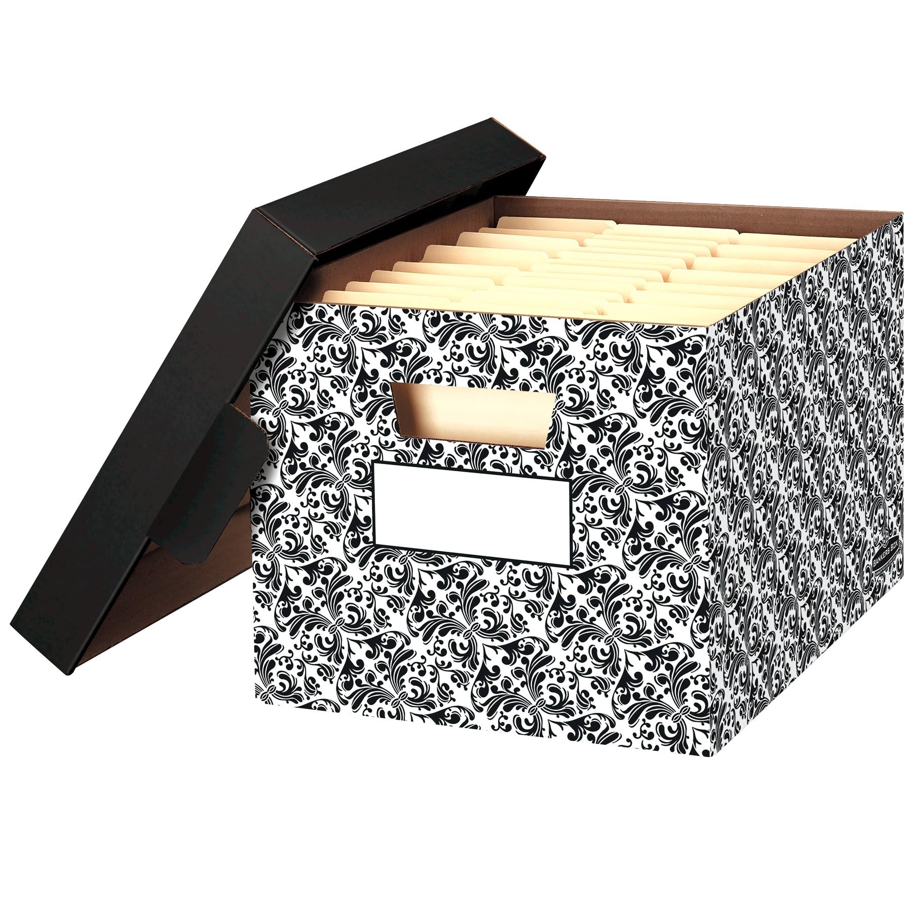 Bankers Box Decorative Brocade Storage Boxes with Lids, 4-Pack (0022705)