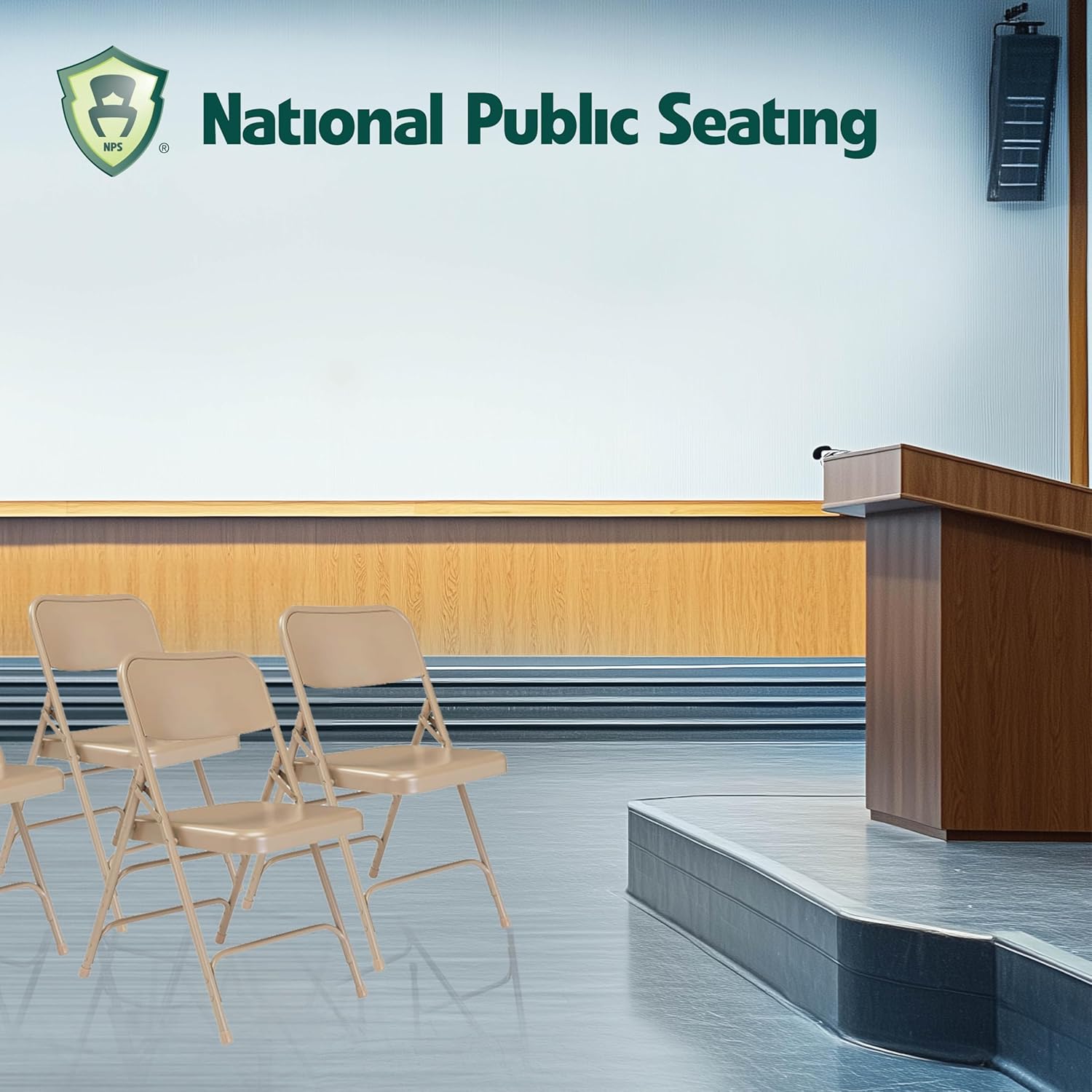 National Public Seating 300 Series Steel Portable Folding Chairs - Premium Heavy-Duty