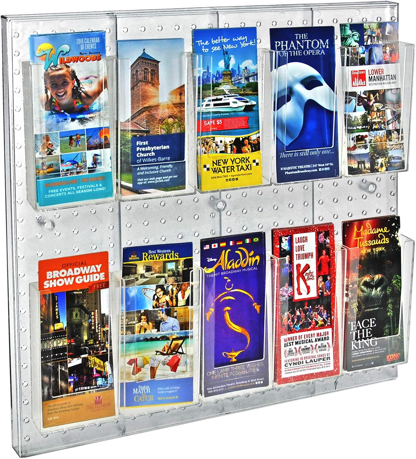 Azar Displays Multi-Tier Acrylic Pegboard Wall Brochure Holder