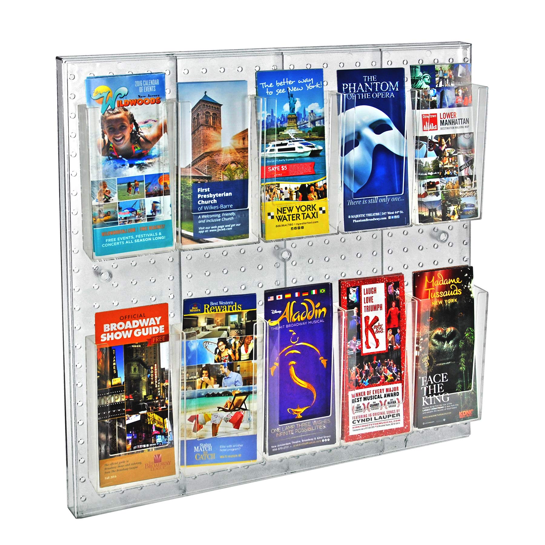 Azar Displays Multi-Tier Acrylic Pegboard Wall Brochure Holder