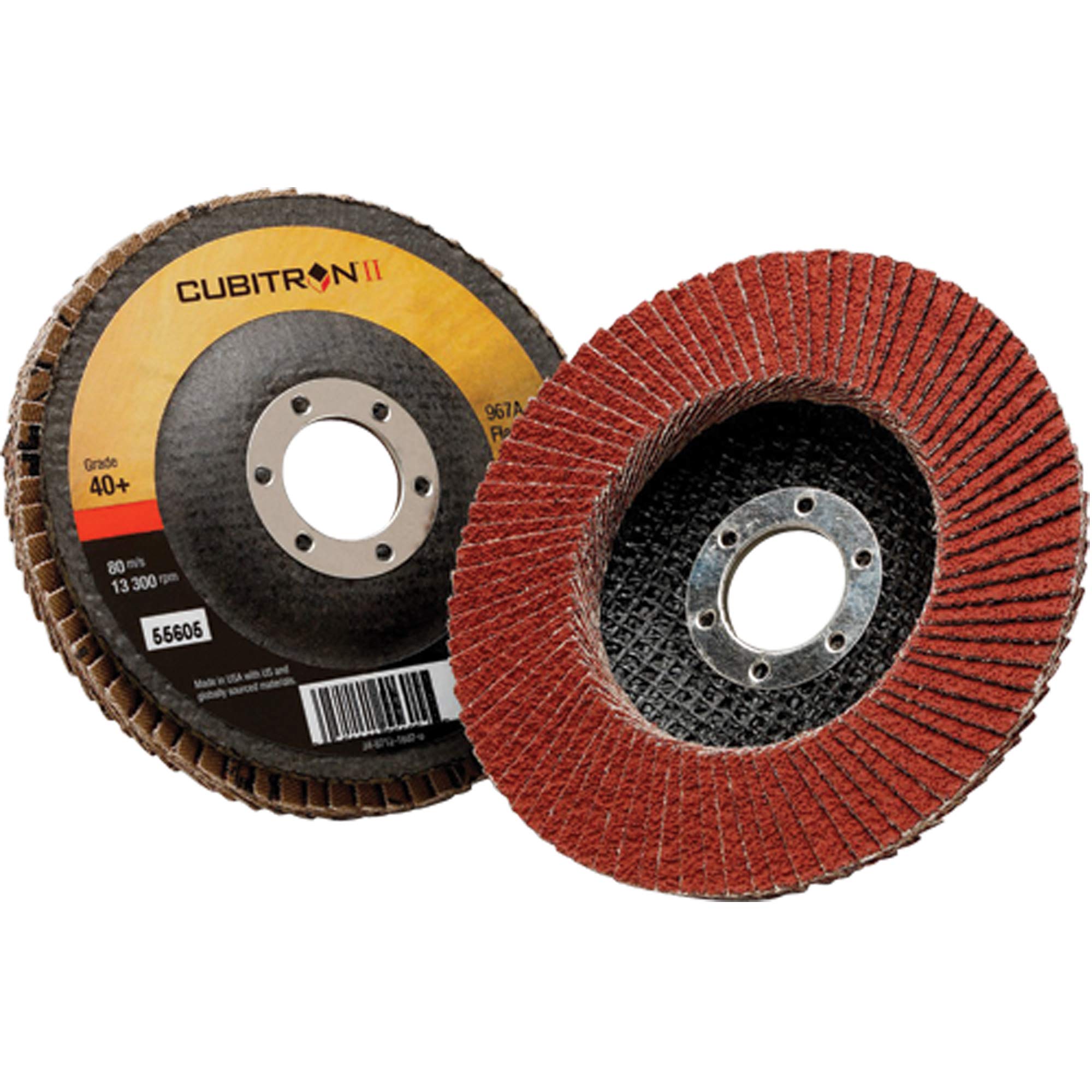 3M Cubitron II Flap Disc 967A, 60+, T27 Quick Change, 7 in x 5/8"-11, Pack of 5, Medium Pressure Applications