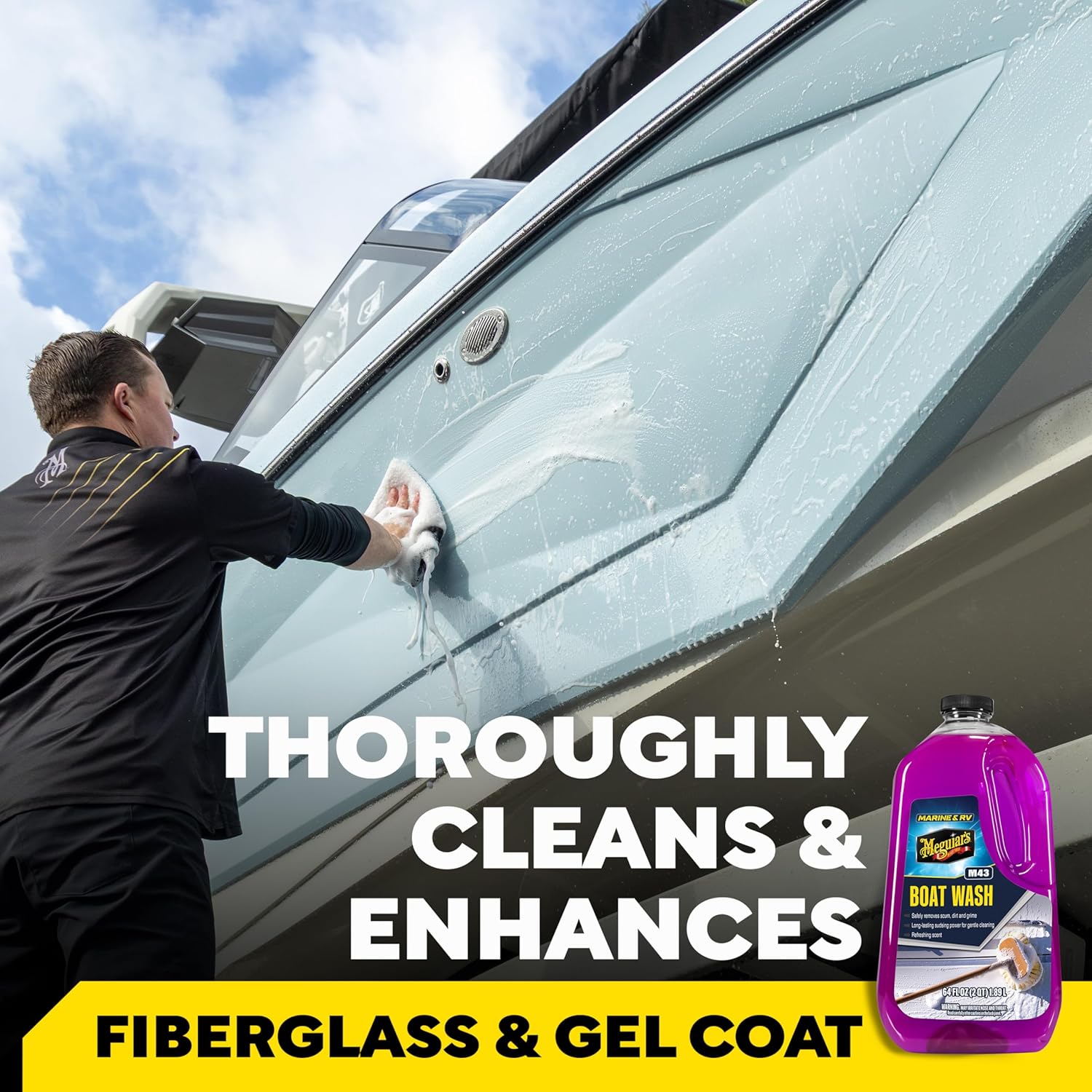 Meguiar's M43 Marine/RV Boat Wash, pH-Balanced Boat/RV Wash for Protecting Fiberglass and Gel Coat