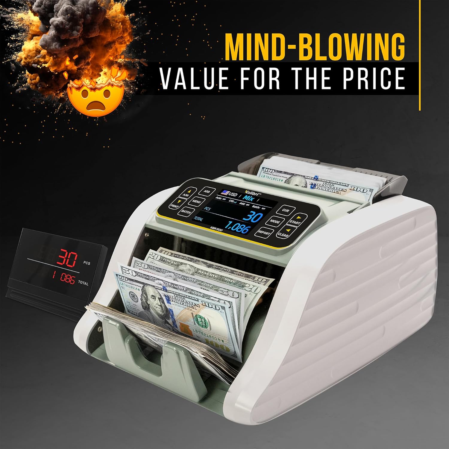 KOLIBRI Money Counter Machine with Advanced Counterfeit Detection and LCD