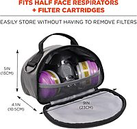 Ergodyne Arsenal 5187 Respirator Mask Storage Bag, Fits Half Face Respirators, Clamshell Design, Loop Attachment Gray