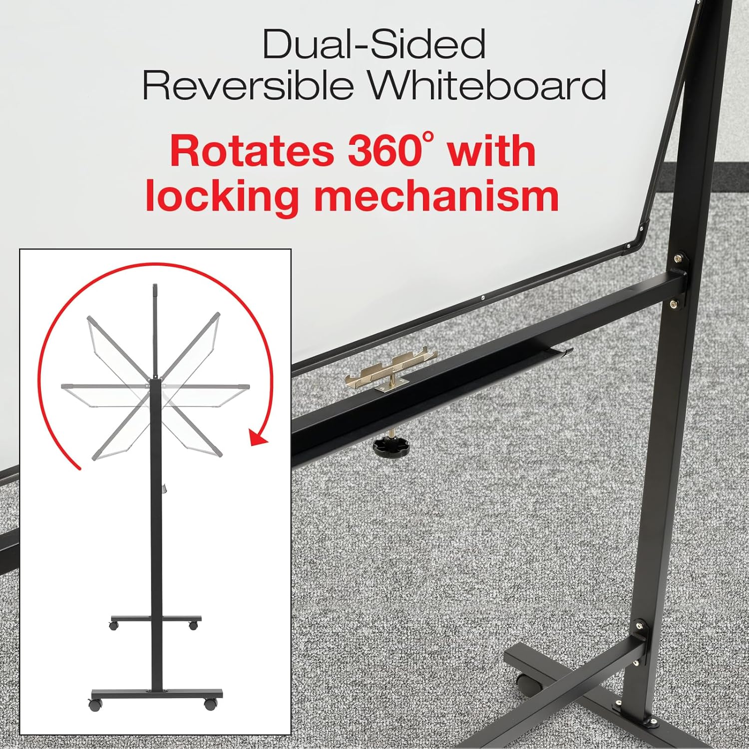 Excello Global Products 48"x32" Reversible Magnetic Dry-Erase Whiteboard on Wheels