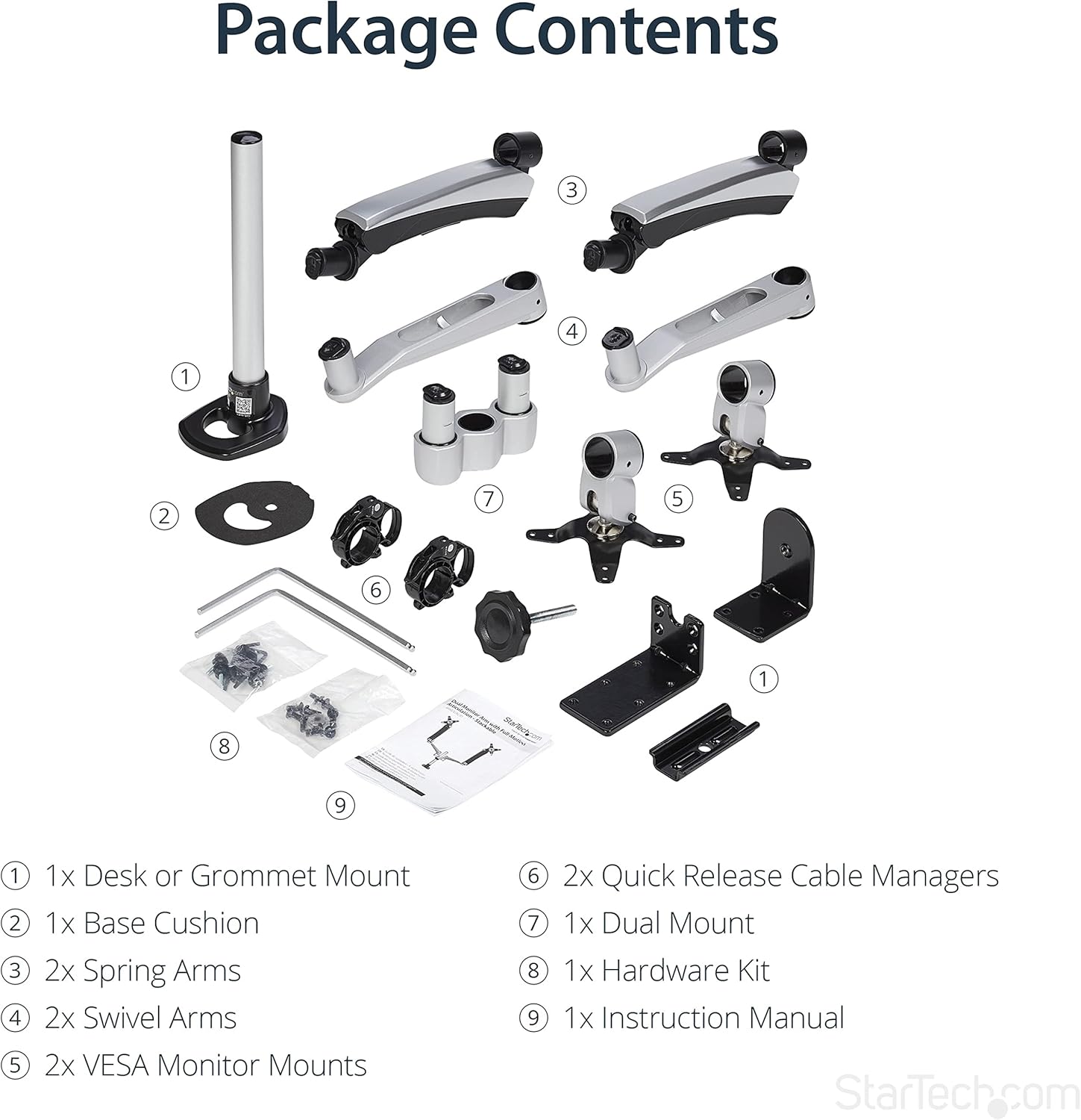 StarTech.com Desk Mount Monitor Arms - Articulating, Spring-Assisted, VESA 75x75/100x100