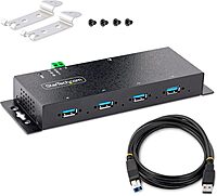 StarTech.com 4-Port Industrial USB 3.0 5Gbps Hub, Rugged USB Hub with ESD Protection, DIN/Wall/Desk Mountable USB-A Hub