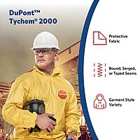 DuPont Tychem 2000 18-Inch Sleeve with Elastic at Both Ends and Bound Seams, Yellow, Universal, 200-Pack