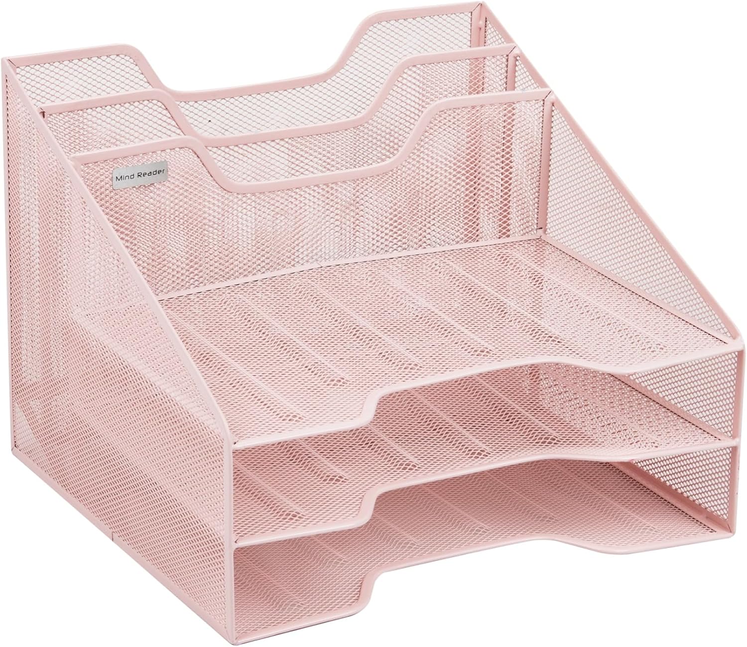 Mind Reader Desktop Organizer, Vertical File Holder, Paper Trays, Metal Mesh