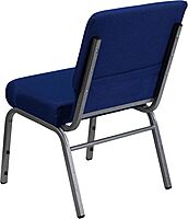 Flash Furniture HERCULES Series 21inW Stackable Church Chair, Navy Blue/Silvervein
