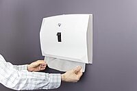 Hospeco Health Gards Lever Activated Toilet Seat Cover Dispenser System, White
