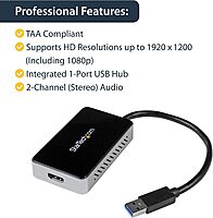 StarTech.com USB 3.0 to HDMI Adapter/Dock with USB 3.0 Pass-Through
