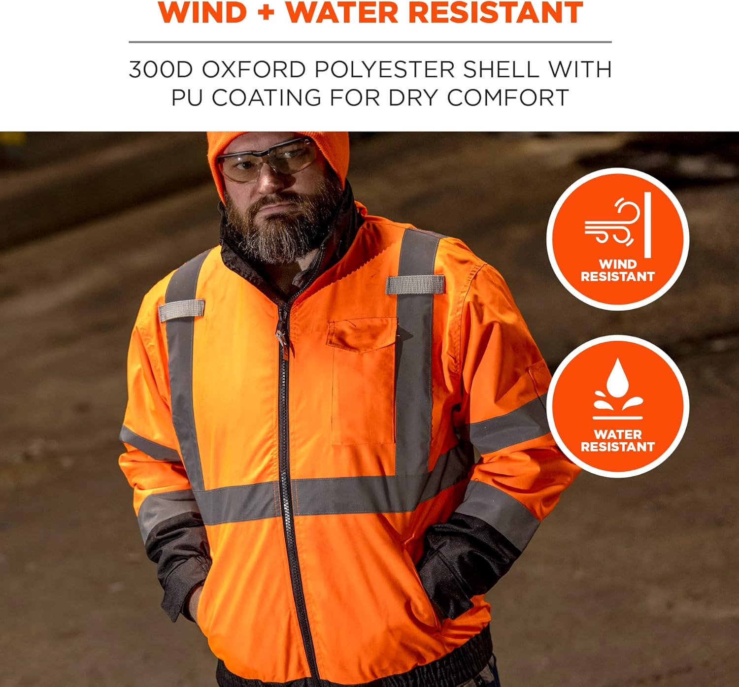 Ergodyne GloWear 8379 Type R Class 3 High-Visibility Fleece-Lined Bomber Jacket