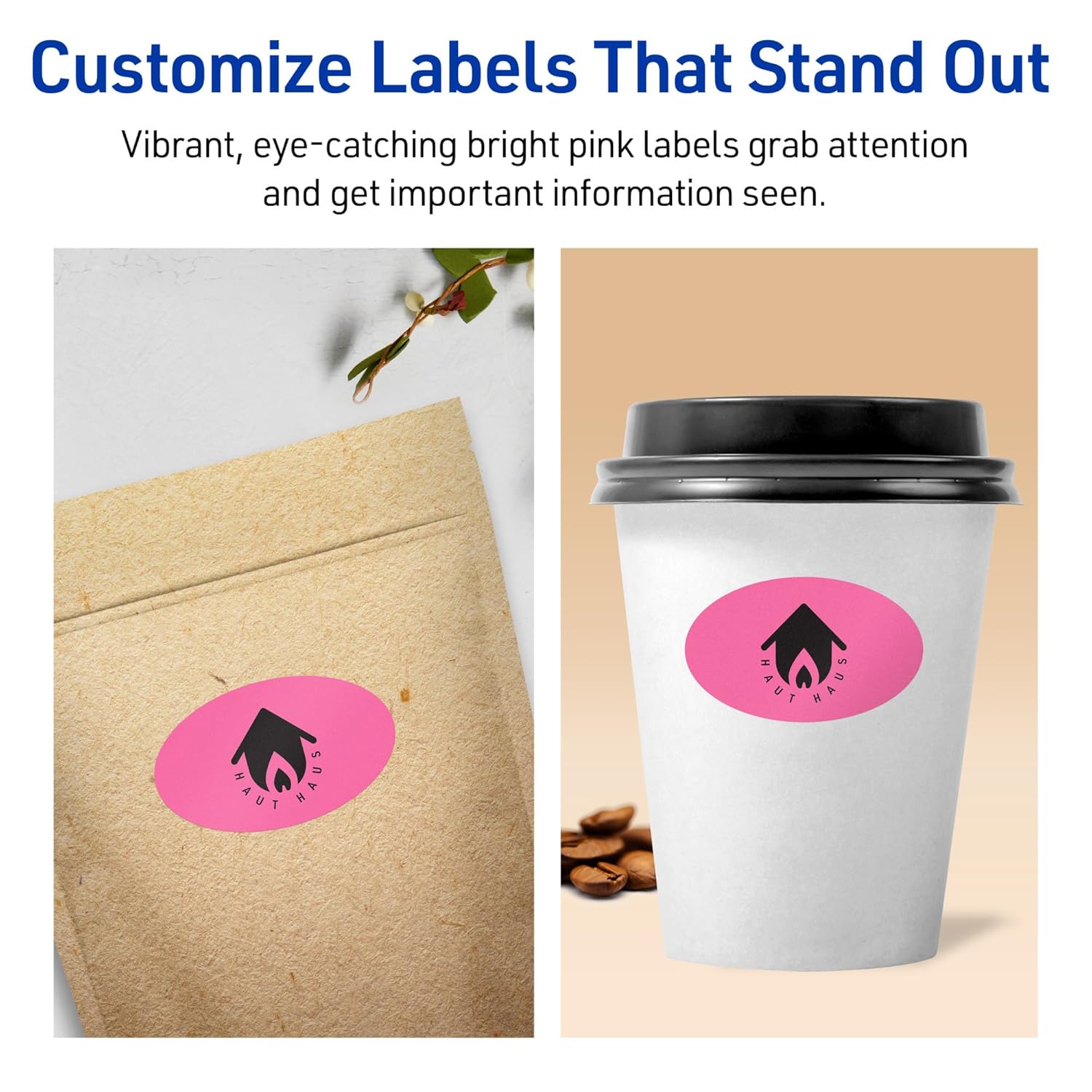 AVERY Bright Pink Oval Printable Labels, 1-1/8" x 2-1/4", Sure Feed, Print-to-The-Edge