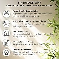 Mount-It! Office Seat Cushion, Premium Ergonomic Memory Foam with Cooling Gel