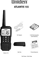 Uniden Atlantis 155 Handheld Two-Way VHF Marine Radio, Floating IPX8 Submersible Waterproof, Dual-Color Screen