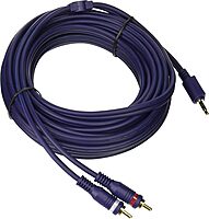 C2G Legrand 3.5MM to RCA Y-Cable, 25 Foot Y Splitter Audio Cable RCA, Blue 3.5MM to RCA Audio Cable, 1 Count, C2G 40616