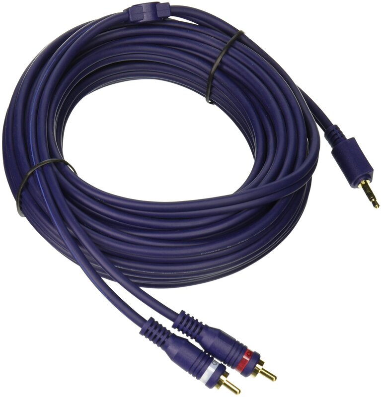 C2G Legrand 3.5MM to RCA Y-Cable, 25 Foot Y Splitter Audio Cable RCA, Blue 3.5MM to RCA Audio Cable, 1 Count, C2G 40616