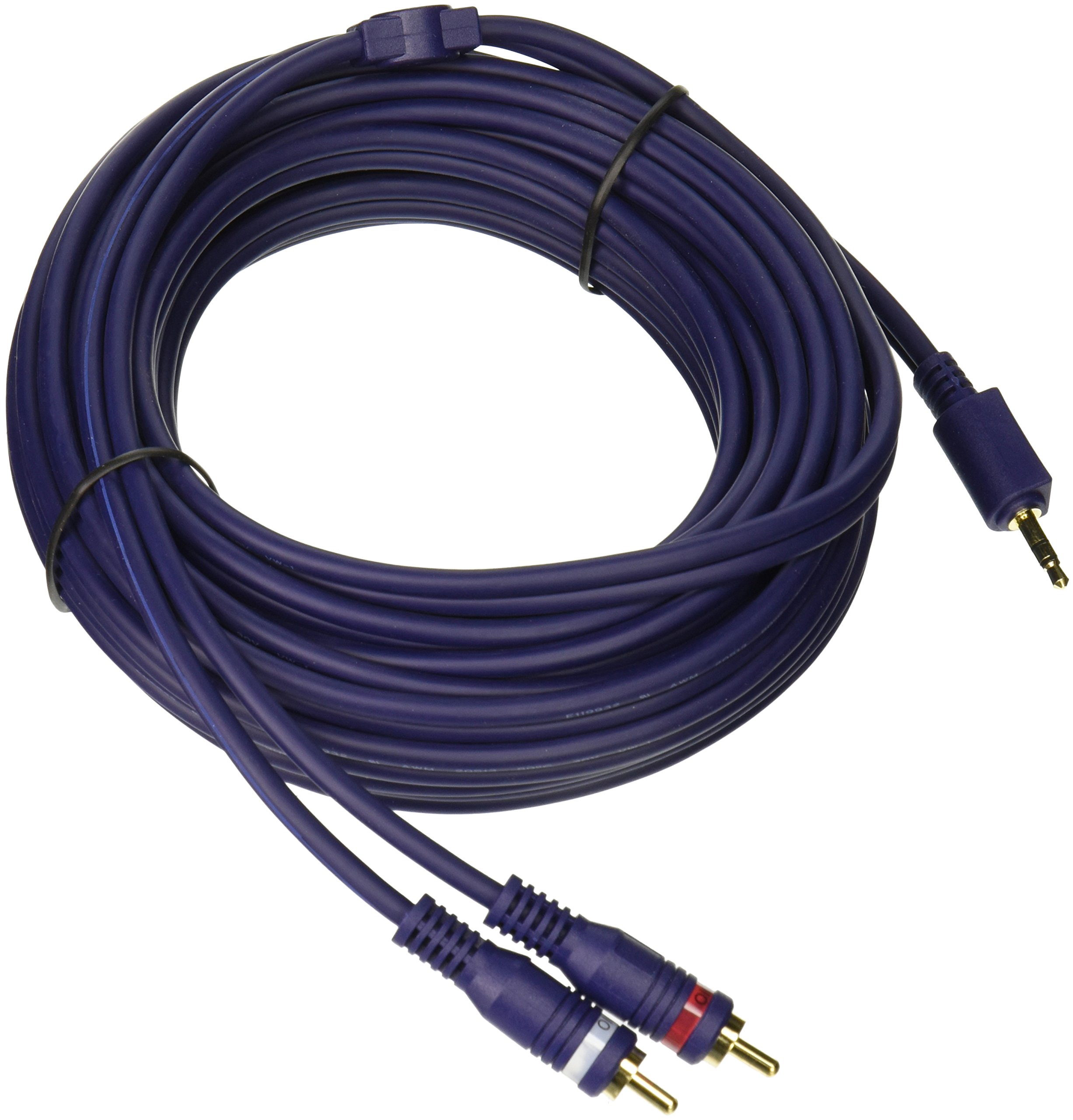 C2G Legrand 3.5MM to RCA Y-Cable, 25 Foot Y Splitter Audio Cable RCA, Blue 3.5MM to RCA Audio Cable, 1 Count, C2G 40616