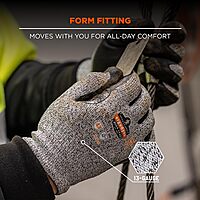 Ergodyne unisex adult Cut Resistant Work Gloves, A3, Surfaces, ANSI A3 Sandy Nitrile Coated Palms for Optimal Grip