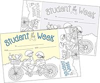 BARKER CREEK Recognition Awards and Bookmarks, Color Me Student of The Week, Awards are 6-3/8" x 5-1/2"