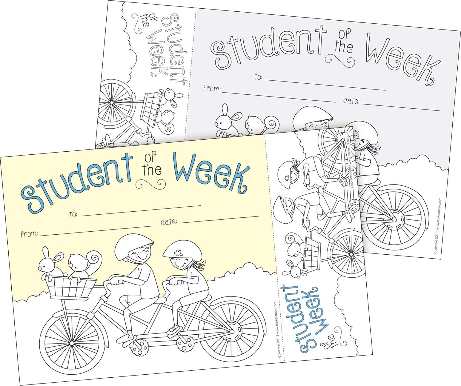 BARKER CREEK Recognition Awards and Bookmarks, Color Me Student of The Week, Awards are 6-3/8" x 5-1/2"
