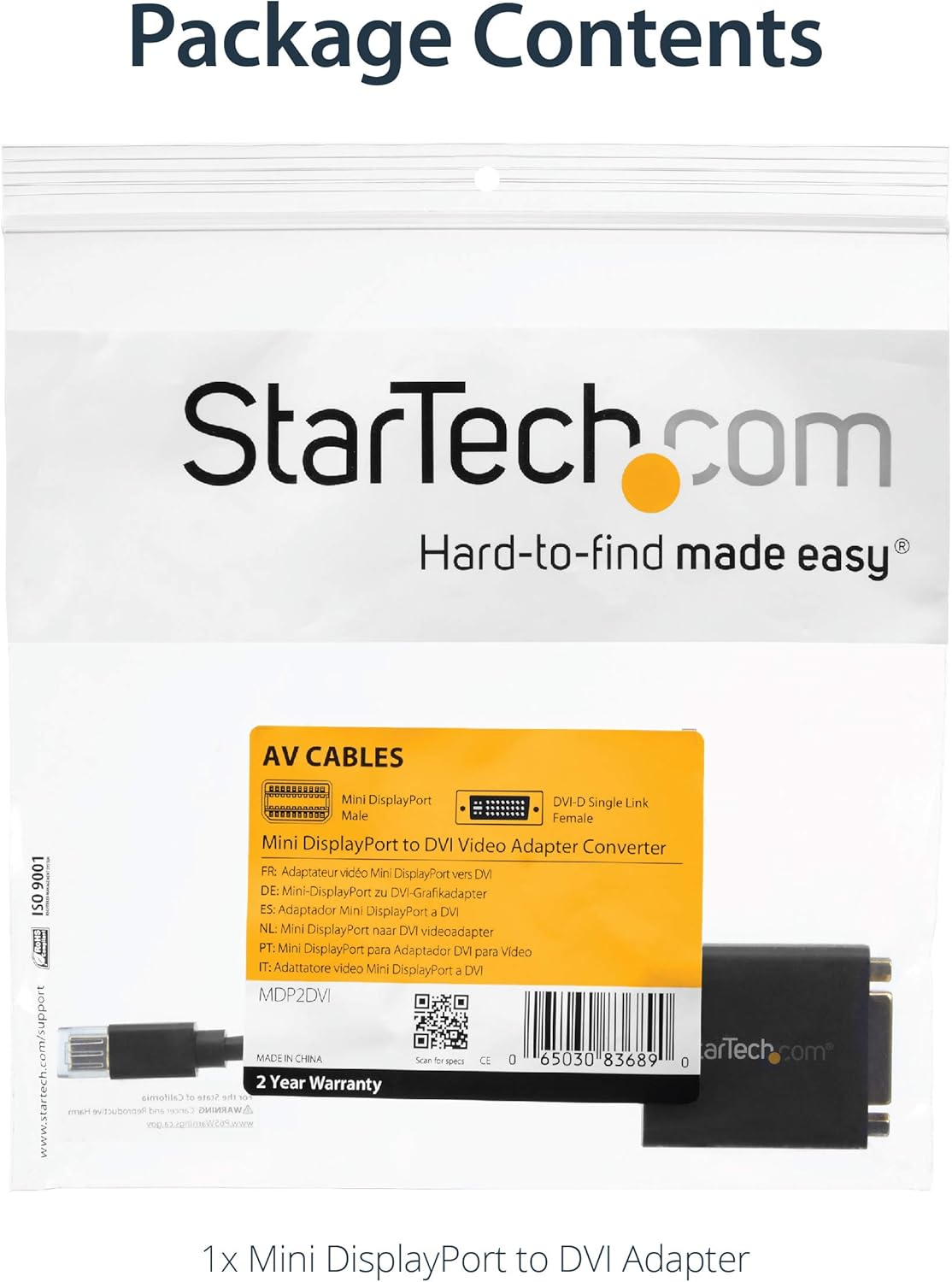 StarTech.com Mini DisplayPort to DVI Adapter Cable