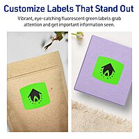 Avery Printable Arched Square Labels with Sure Feed Technology, 2 in. x 2-3/16 in., Neon Green, Print-to-The-Edge, Laser/Inkjet
