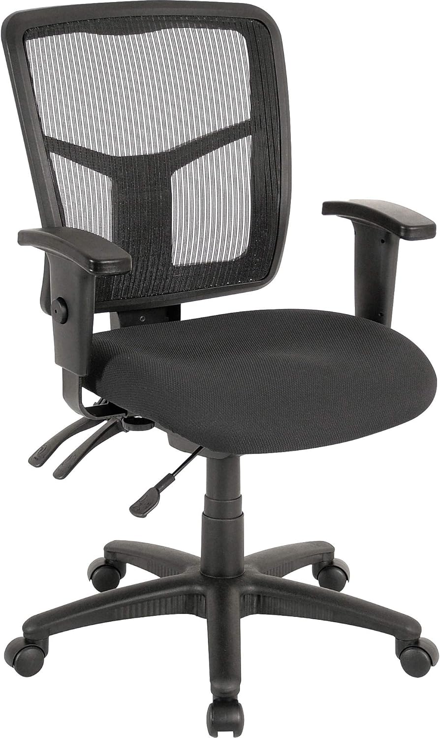 Lorell, LLR86201, ErgoMesh Series Managerial Mid-Back Chair Black Mesh Back/ Black Fabric Seat