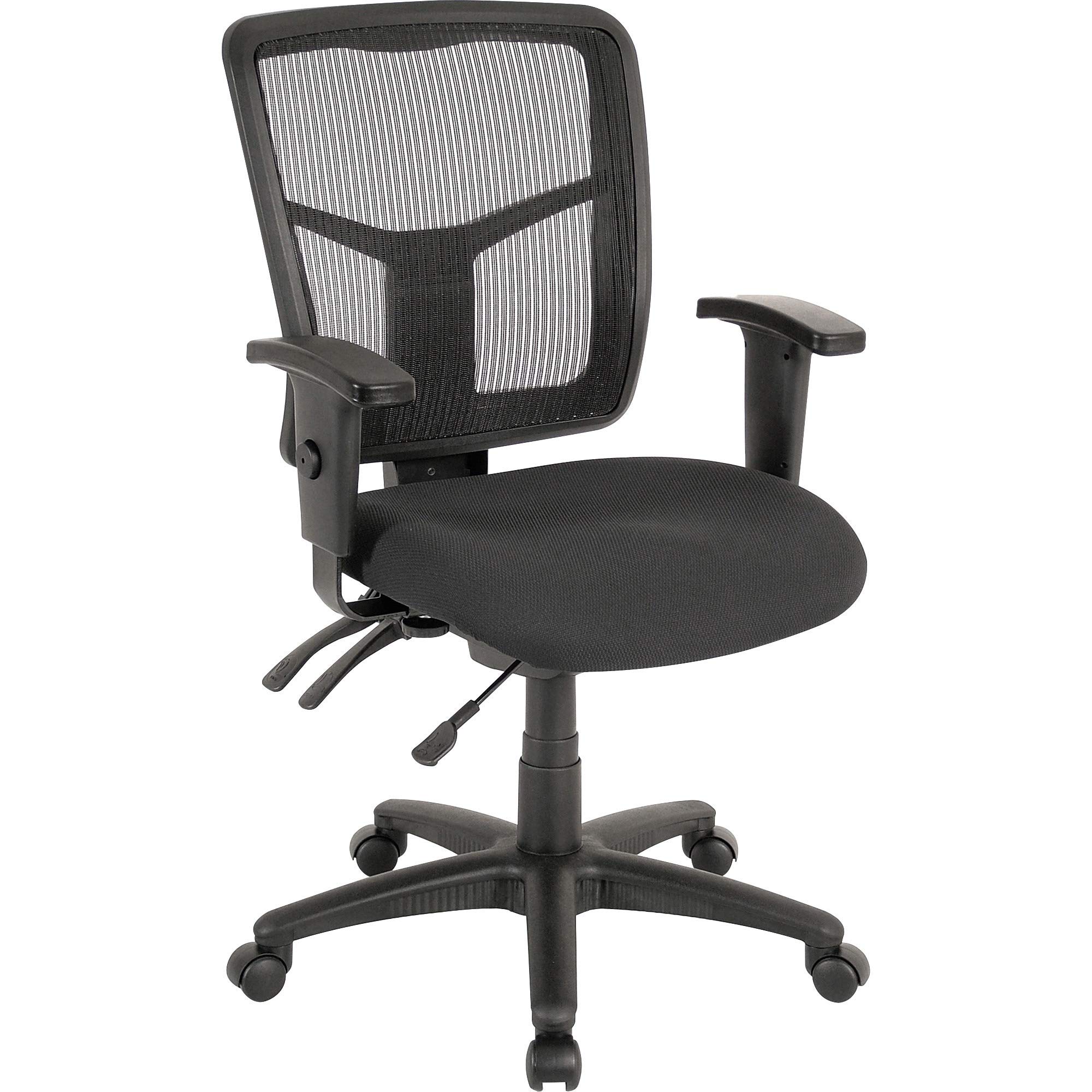Lorell, LLR86201, ErgoMesh Series Managerial Mid-Back Chair Black Mesh Back/ Black Fabric Seat
