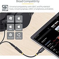 StarTech.com 5in (12.7cm) USB-C to 3.5mm TRRS Headphone/Headset Jack Audio Adapter, 32-bit DAC, USB C Aux Dongle for PC/Phone