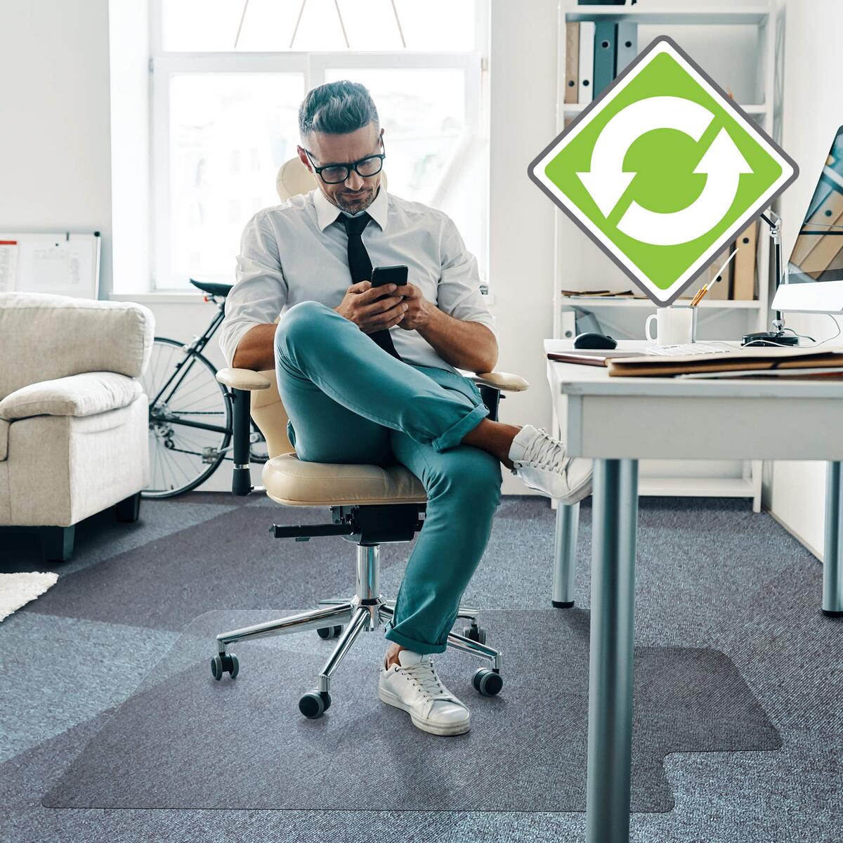 FLOORTEX Cleartex Enhanced Polymer Lipped Chair Mat for Carpets up to 3/8"