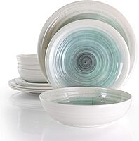 Elama 12-Piece Lightweight Melamine Dinnerware Set
