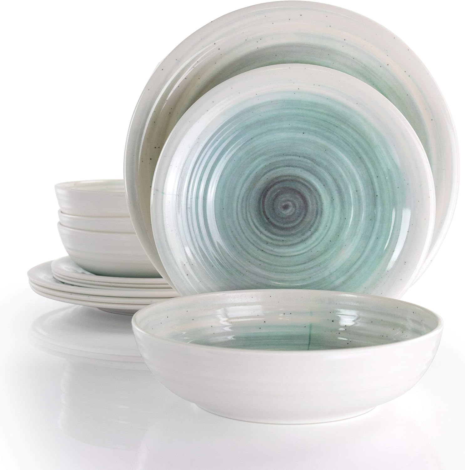 Elama 12-Piece Lightweight Melamine Dinnerware Set