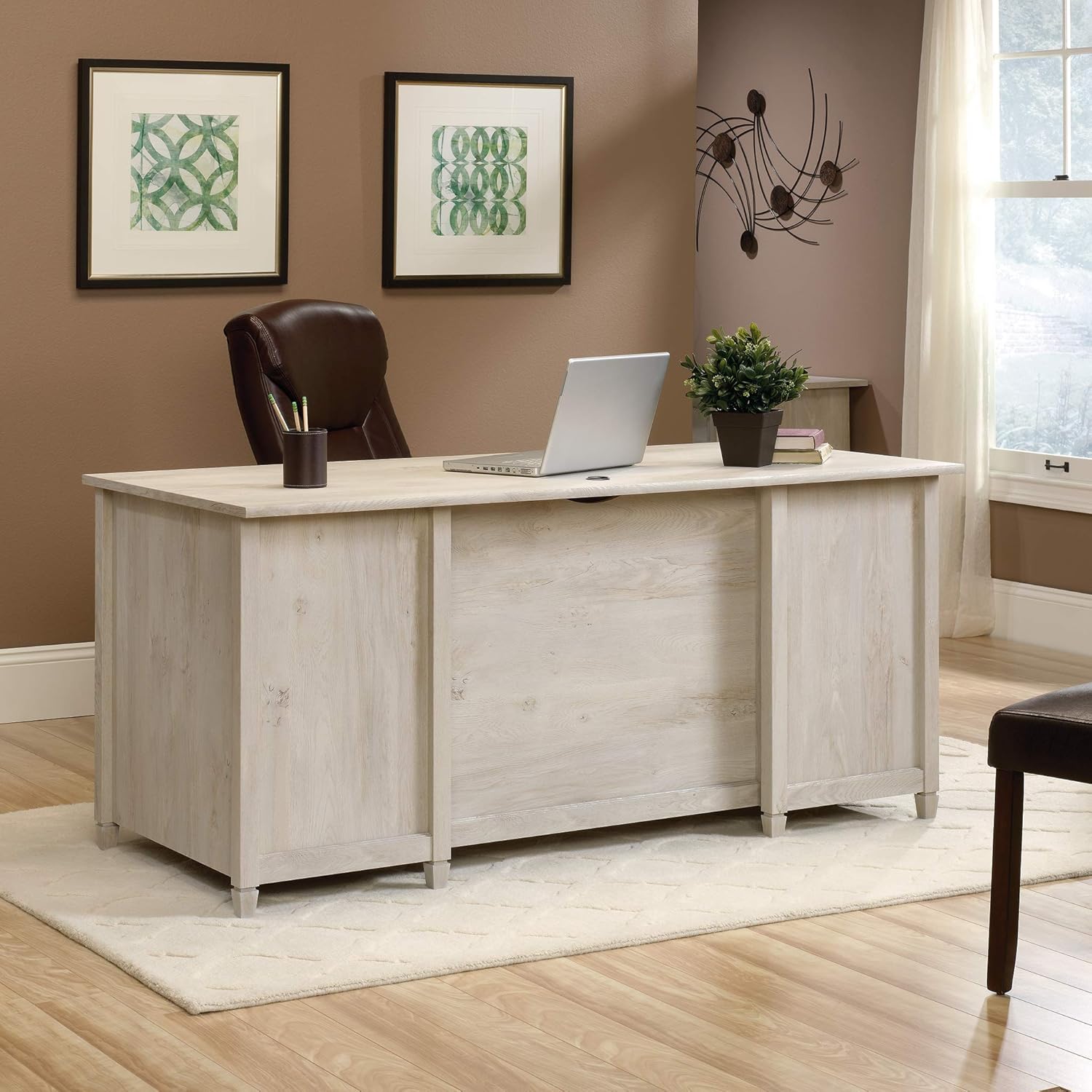 SAUDER Edge Water Executive Desk with File Drawers