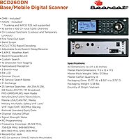 Uniden Bearcat BCD260DN Base/Mobile Digital Scanner, Performance Features, Band Scope Rapid System/Channel Number Tagging