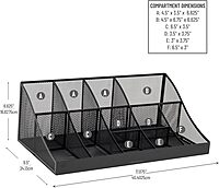Mind Reader Cup and Condiment Station Countertop Organizer, 11-Compartment
